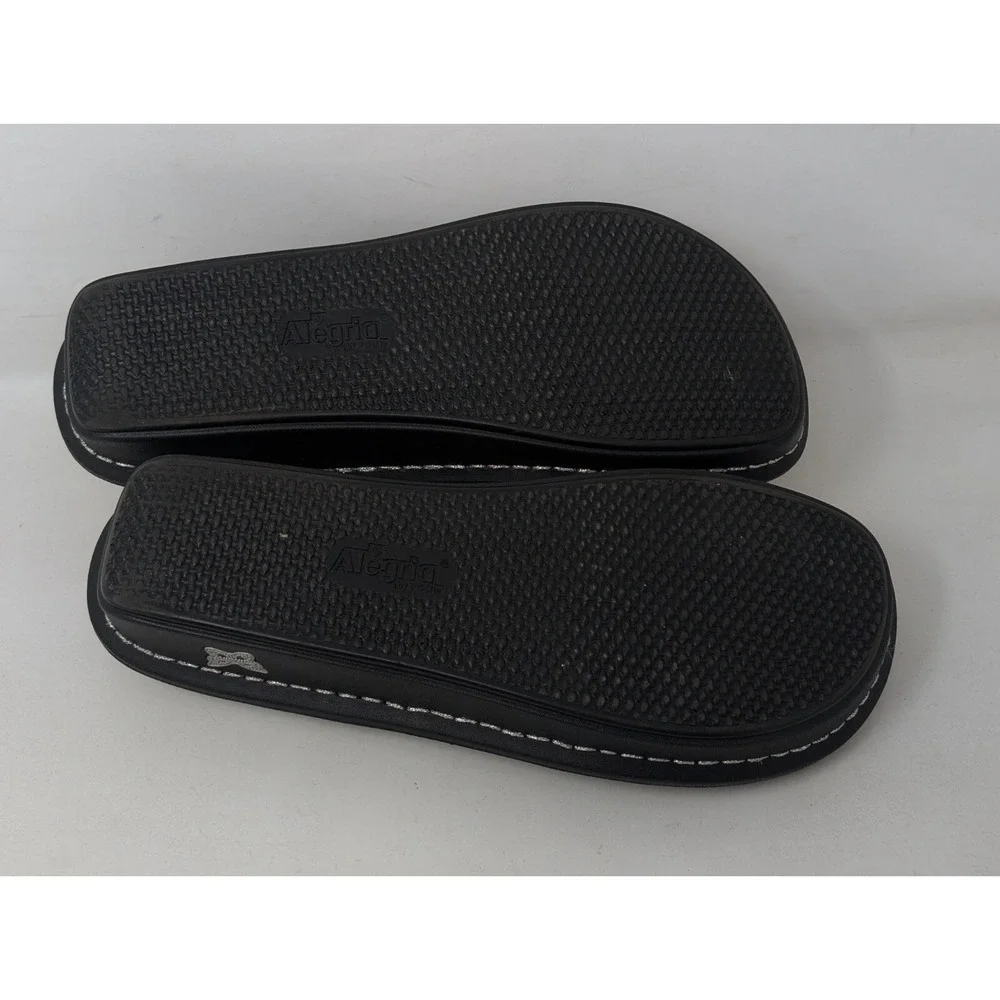 Alegria Verona Wedge Sandal Women Size 38 Black Leather Beaded‎ Metallic 8 8.5 - Picture 5 of 6